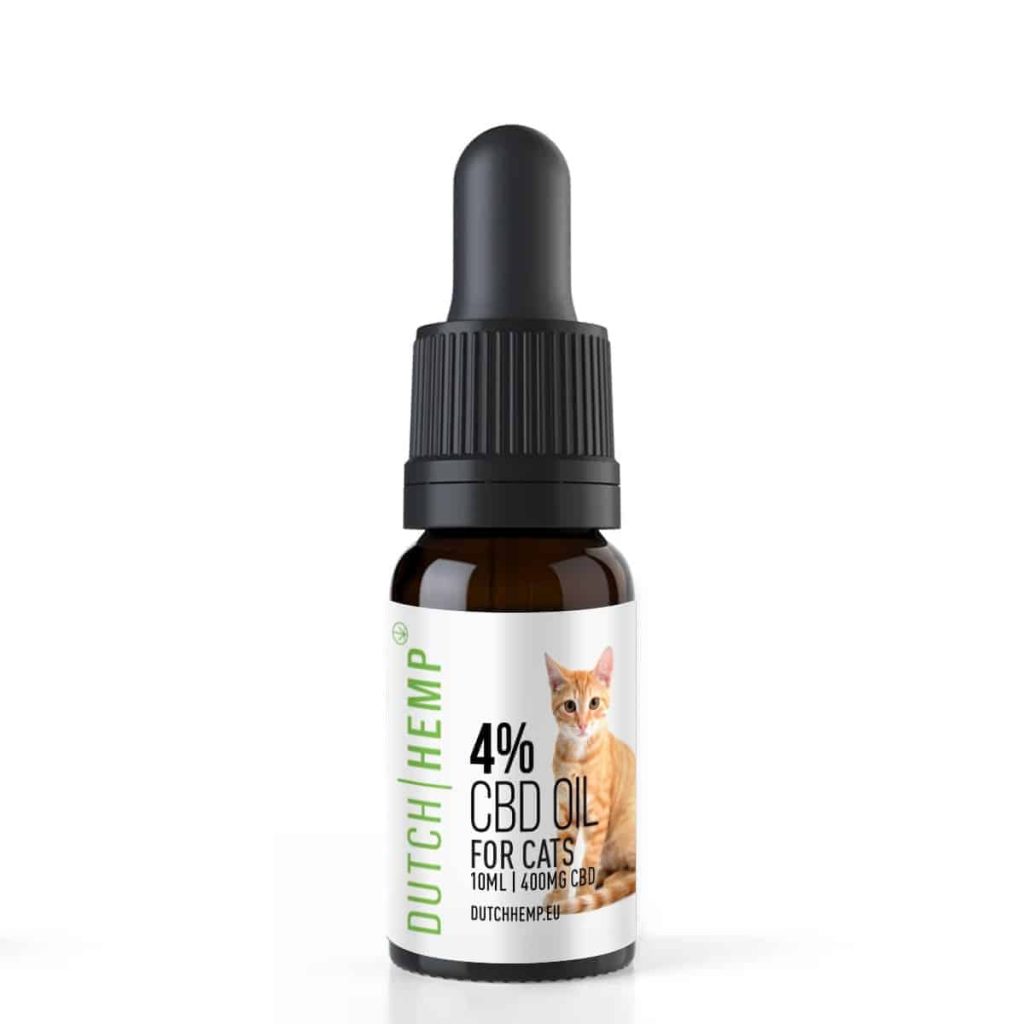Flesje Dutch Hemp 4% CBD-olie voor katten met pipetdop, 10 ml