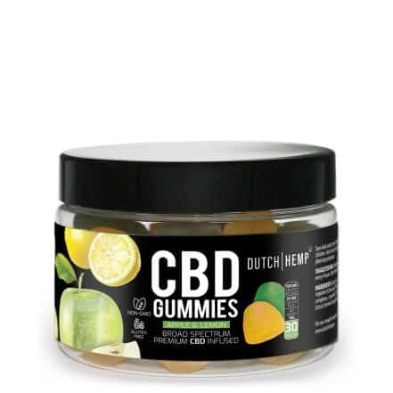 Potje Dutch Hemp CBD gummies apple & lemon broad spectrum, 30 stuks