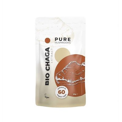 Pure Mushrooms Bio Chaga extract verpakking, 60 vegan capsules