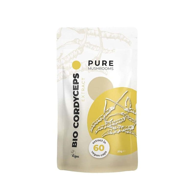 Pure Mushrooms Bio Cordyceps extract verpakking, 60 vegan capsules