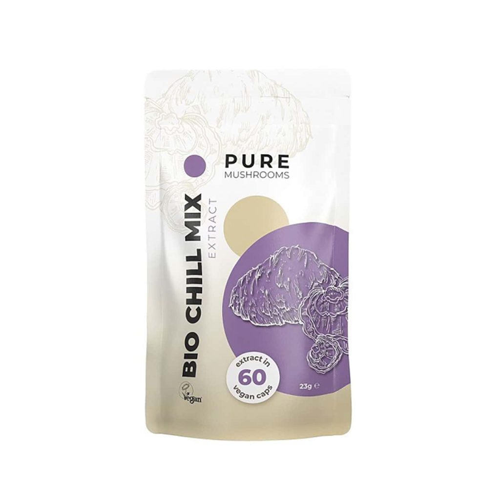 Pure Mushrooms Bio Chill Mix extract verpakking, 60 vegan capsules