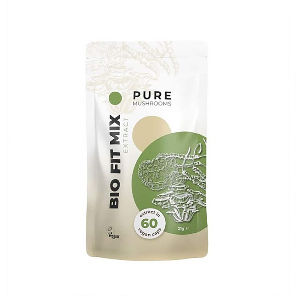 Pure Mushrooms Bio Fit Mix extract verpakking, 60 vegan capsules