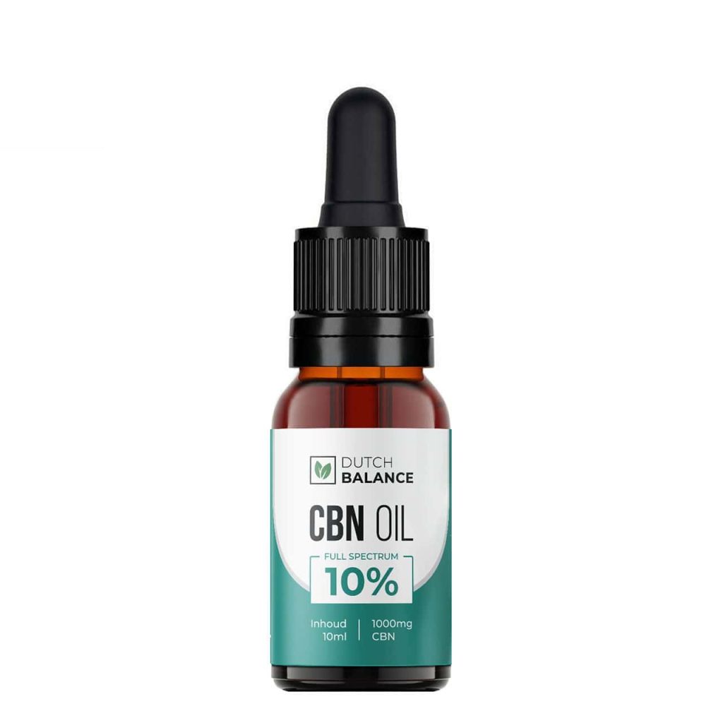 Dutch Balance CBN olie 10% full spectrum in bruin flesje met turquoise etiket en pipetdop