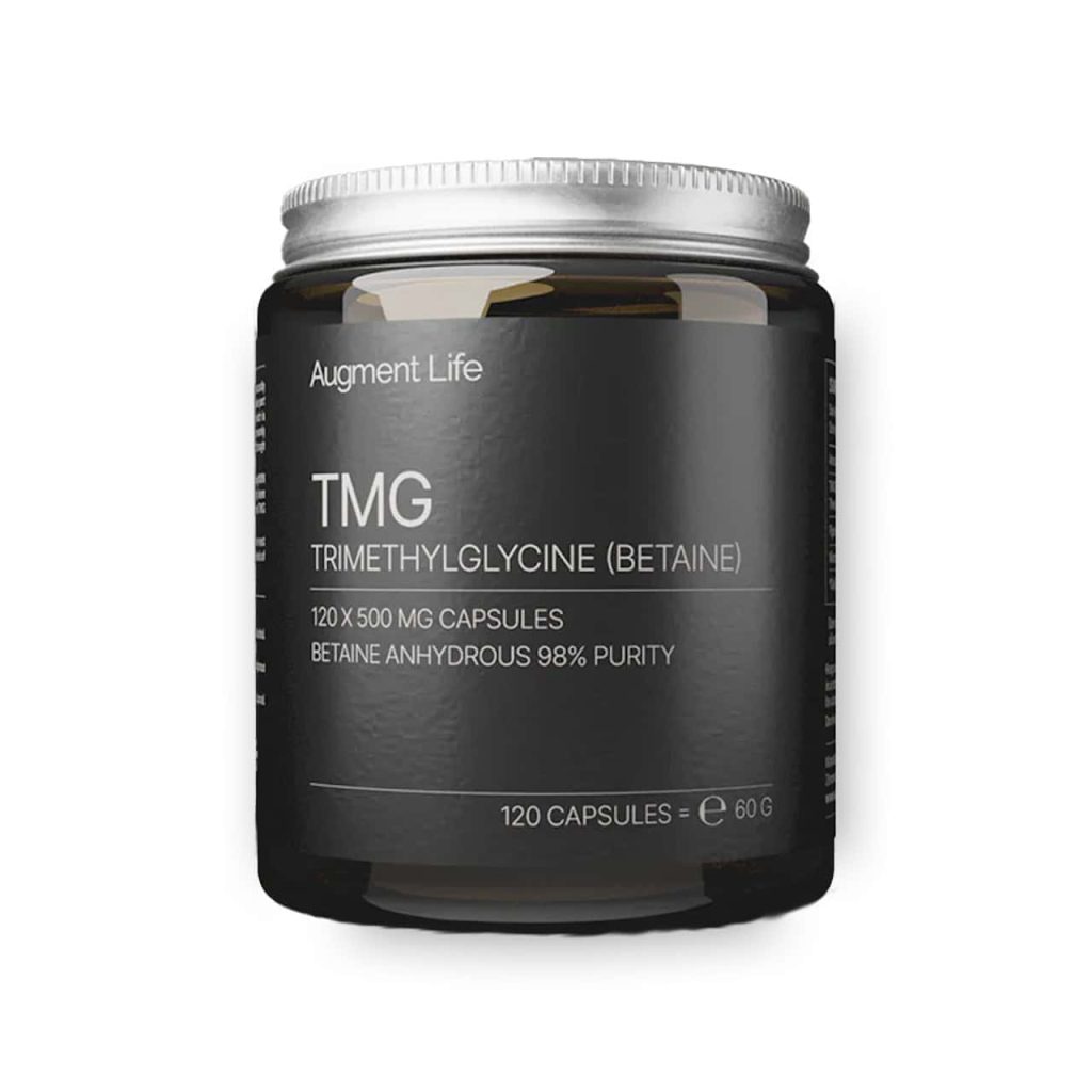 Zwarte pot met supplementen van Augment Life TMG.