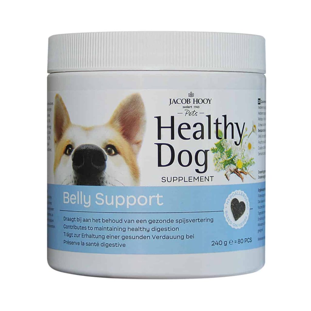 Supplement voor honden met buikondersteuning en gezonde spijsvertering.