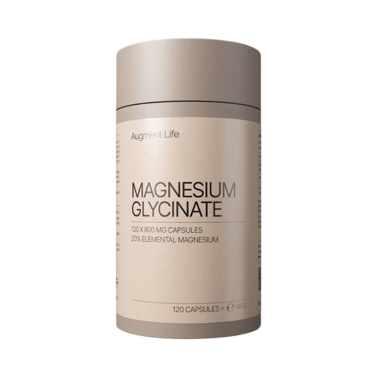 Magnesium Glycinate Capsule verpakking op witte achtergrond.